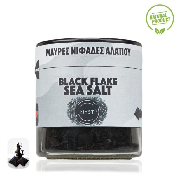 Schwarze pyramidenförmige Meersalzflocken - Aktivkohle